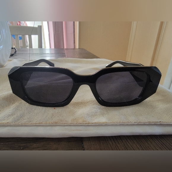 Prada Black Sunglasses Unisex Rectangle - Picture 4 of 11